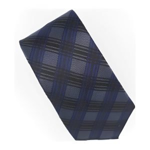 Grey & Blue Tartan Check Skinny Tie