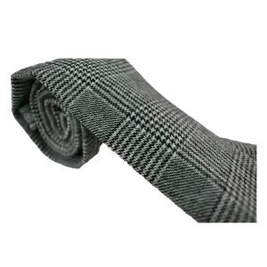 Grey Prince of Wales Check Wool Necktie
